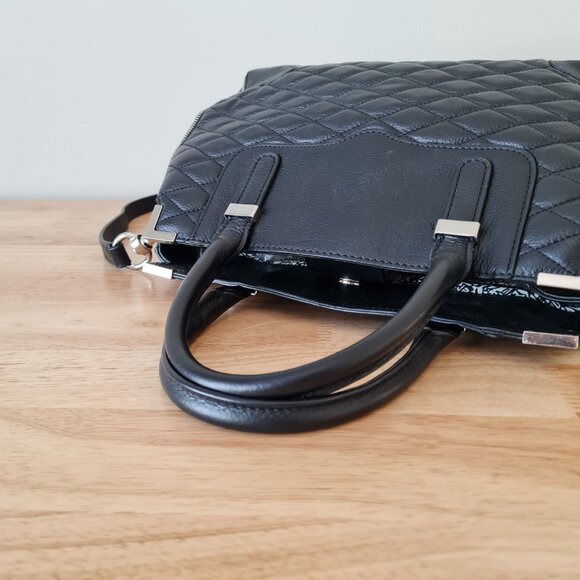 Rebecca Minkoff Amorous Satchel Black Leather Quilted Bowler Bag Handbag Luxe - Picture 4 of 14